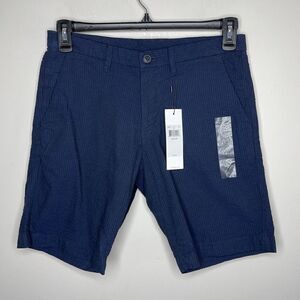 CALVIN KLEIN Mens Navy Blue Seersucker Flat-Front Shorts NEW 29 x 9 100% Cotton